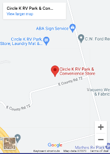 A map of circle k rv park and convenience store
